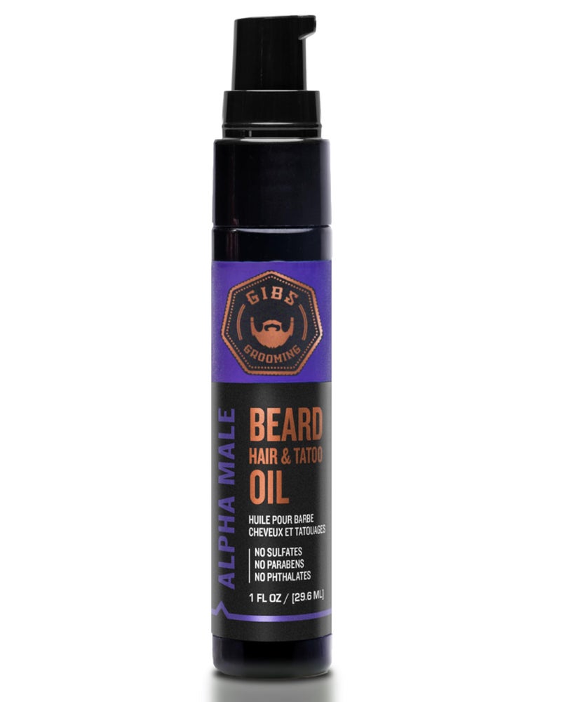 GIBS Alpha Male Beard, Hair & Tattoo Oil - Softens & Strengthens Beard Growth, Moisturizes Skin Made in USA 1 oz - Image 1